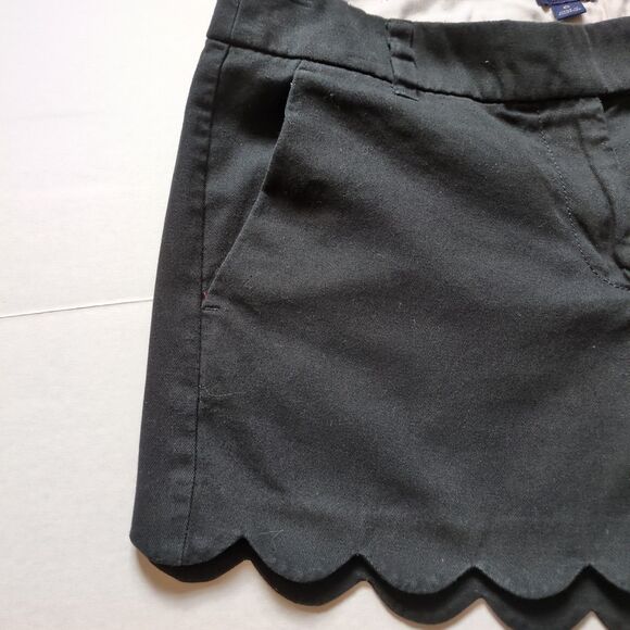 J Crew Scalloped Hem Shorts Black 100% Cotton 3" Inseam Classic Preppy - Picture 3 of 11